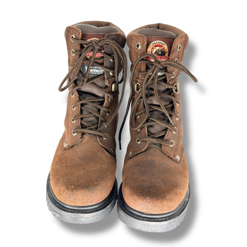 Brahma Canyon Insulated Work Boots Men's 8.5 Brown Leather Thermolite Oil Resist